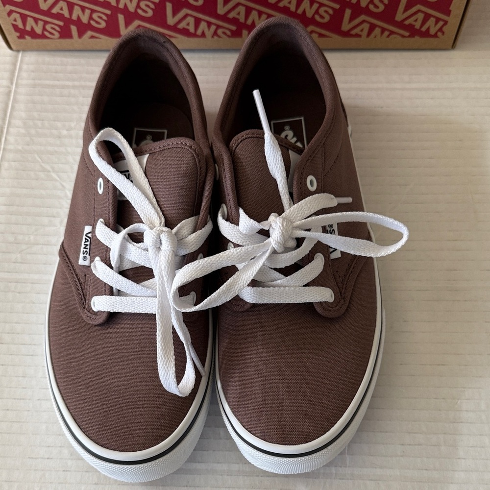 NIB Vans Atwood Youth Sz 5 Deep Taupe Brown Skate Shoes Classic Low Top Sneakers - Picture 3 of 12